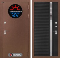 Входная дверь Термо Магнит 31 - Черный кварц, зеркальная вставка с тонировкой