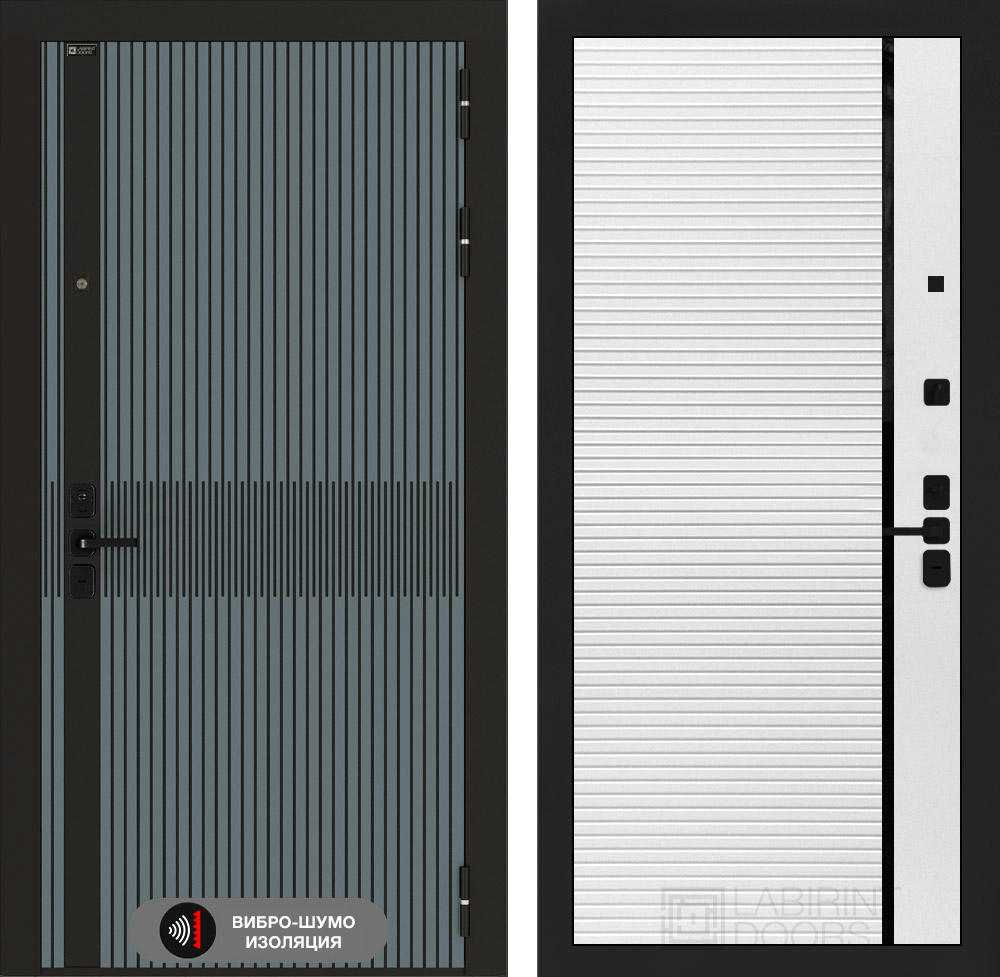 Входная дверь Иссида 22 - Белый софт, черная вставка