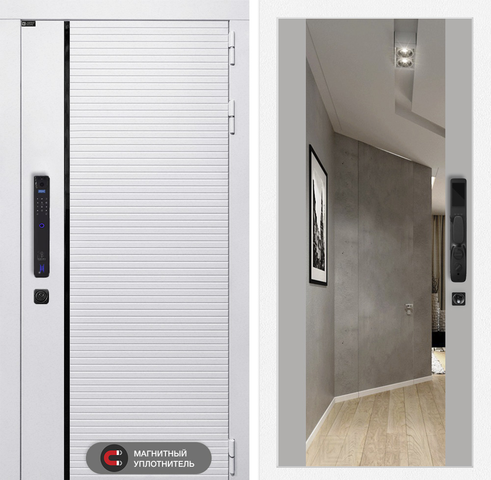 Входная дверь Роял Смарт с Зеркалом Максимум - Грей софт